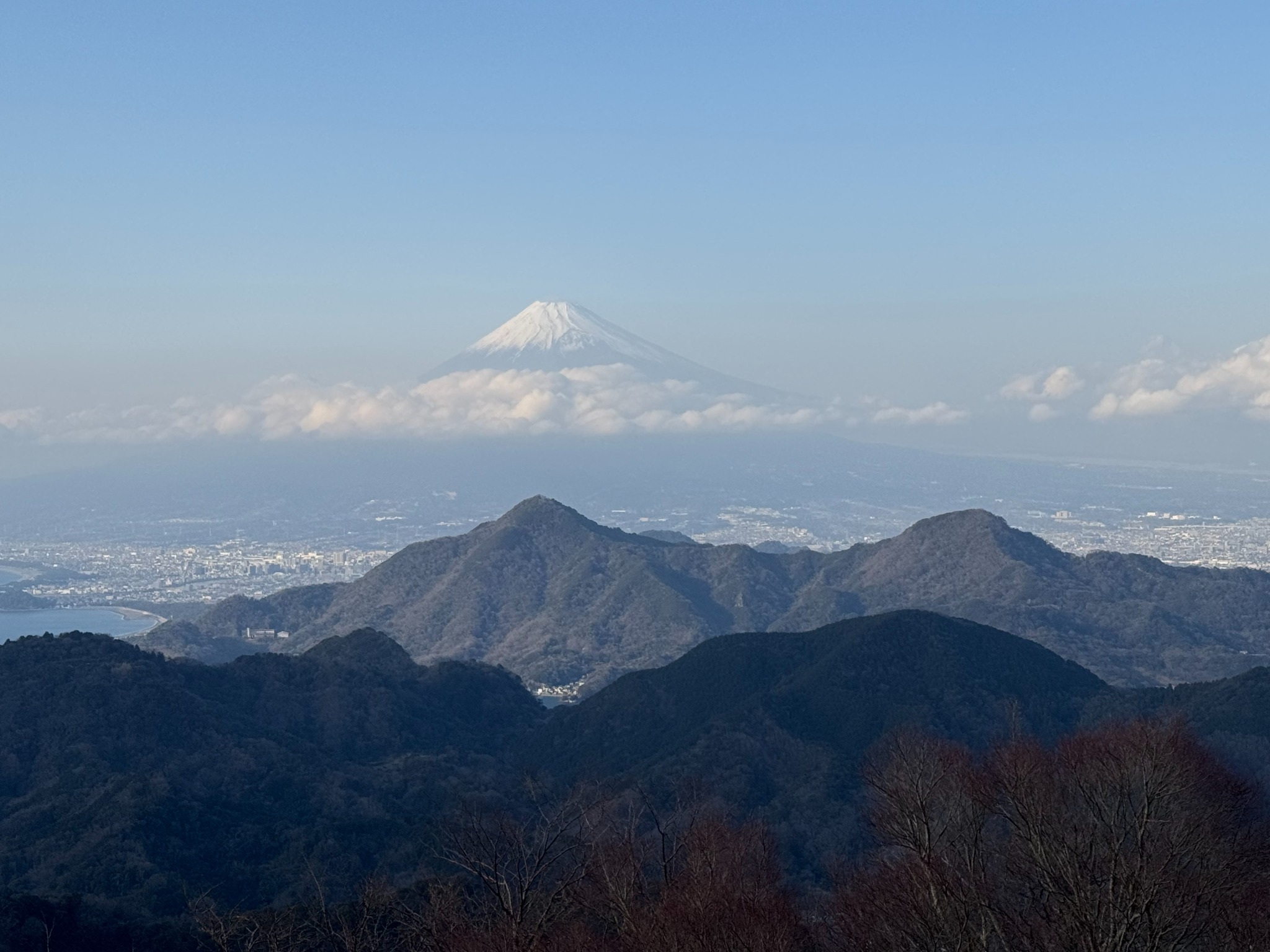 Mount Fuji above the mountains of the Izu Peninsula